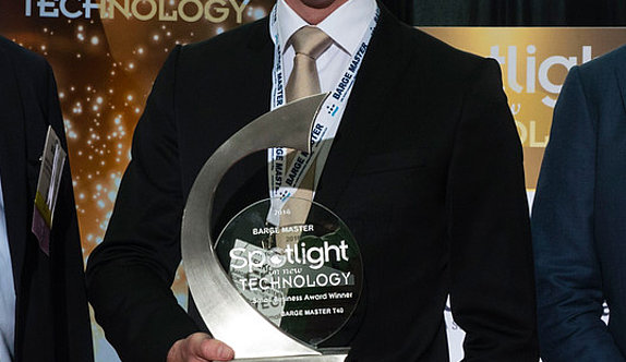 Eelko May receiving the 'spotlight on new technology' award at the OTC Houston 2016. 